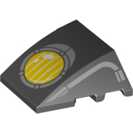 Lego Brick Wedged, Curved 4 x 3 No Studs, with Yellow headlight print / Black