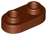 Plate Special 1 x 2 Rounded with 2 Open Studs / Reddish Brown