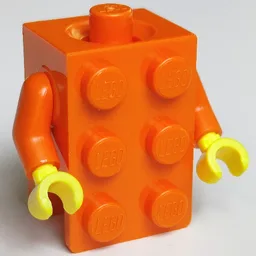 Minifig Torso Brick Suit with Yellow Hands / Reddish Orange