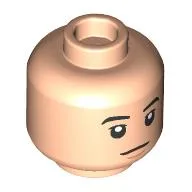 Minifig Head Suga, Black Eyebrows, Grumpy/Neutral Print / Light Nougat