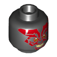 Lego Minifig Head Darth Maul, Red Face, Evil Smile Print [Hollow Stud] / Black