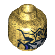 Lego Minifig Head Chitauri, Black and Purple Mask Print [Hollow Stud] / Pearl Gold