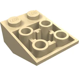Brick Sloped Inverted 33° 3 x 2, Connections between Studs, Ovoid Bottom Pin / Tan