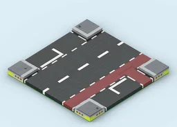 MILS Road Intersection 20 Studs Wide with Bike Path and a way in