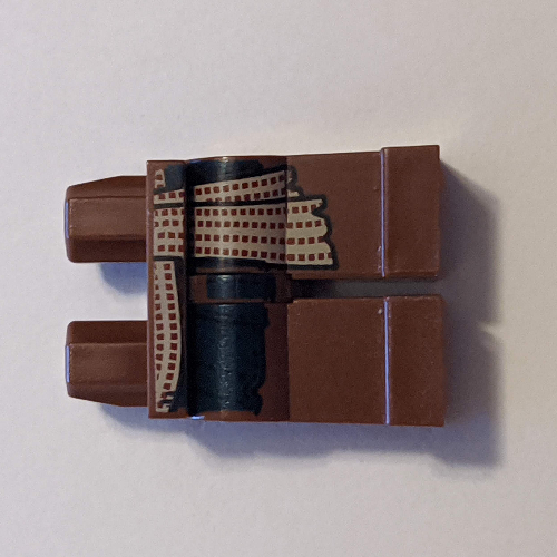 Lego Hips and Reddish Brown Legs with Dark Blue Vest Tails and Red and White Stitched Sash Print / Reddish Brown