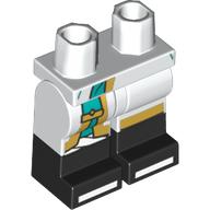 Lego Hips with White Legs and Black Boots Pattern with Robe, Dark Turquoise/Gold Trim print / White