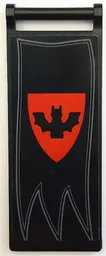 Flag 7 x 3 with Bar Handle with Banner and Bat on Red Triangular Shield Pattern (Sticker) - Set 910049