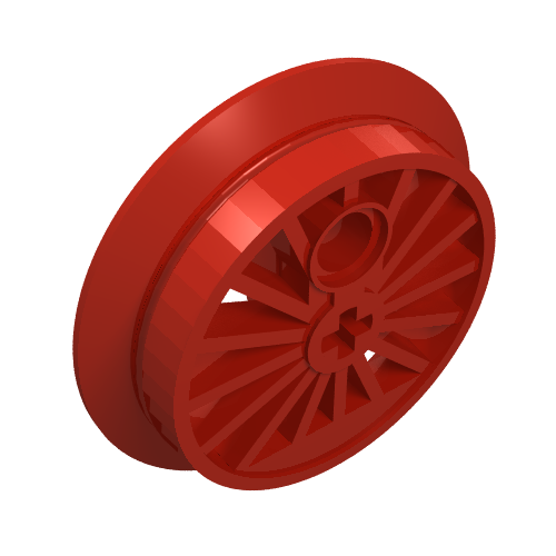 Lego Train Wheel RC Train, Spoked with Technic Axle Hole and Counterweight, 37 mm diameter [Flanged Driver] / Red