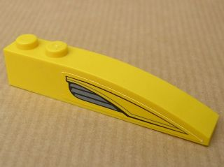 Lego Slope, Curved 6 x 1 with 2 Studs with Yellow and Dark Bluish Gray Pattern Left (Sticker) - Set 7044