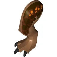 Animal Body Part, Dinosaur, Carnotaurus Leg, Left, with Pin, Black Claws and Dark Brown and Orange Spots over Reddish Brown Print - Left / Medium Nougat