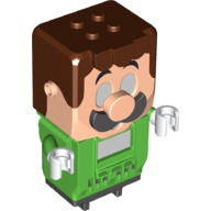 Lego Hub, Luigi with 4 Top Studs and LCD Screens for Eyes and Chest / Bright Green
