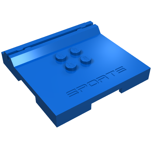 Lego Plate Special 6 x 6 x 2/3 with 4 Studs and Embossed 'SPORTS' / Blue