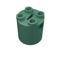 Brick Round 2 x 2 x 2 Robot Body, Axle Holder '+' Orientation / Dark Green