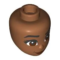 Minidoll Head, Black Eyebrows, Reddish Brown Eyes, Dark Red Closed Lips, Smirk / Sienna Brown