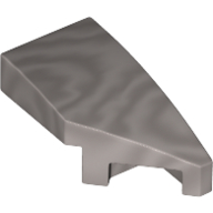 Lego Brick Wedged, Curved 2 x 1 with Stud Notch Right / Metallic Silver