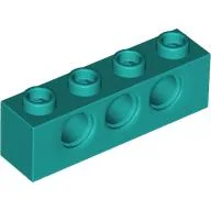 Technic Brick 1 x 4 [3 Pin Holes] / Dark Turquoise