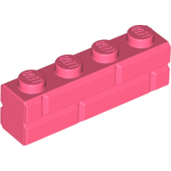 Lego Brick Special 1 x 4 with Masonry Brick Profile / Coral
