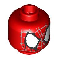 Lego Minifig Head Hobie Brown, Silver Disorganized Spider Webbing, White Eyes with Dripping Black Border / Red