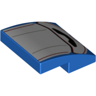 Lego Brick Curved 2 x 2 x 2/3 with White Panel and Black and Red Detailing Print / Blue