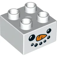 Duplo Brick 2 x 2 with Snowman Face Print / White