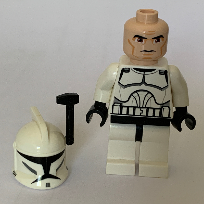 Lego Clone Trooper, Phase I Armor, Brown Eyes, Black Rangefinder