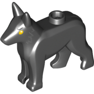 Lego Animal, Dog, Alsatian / German Shepherd Yellow Eyes Print / Black