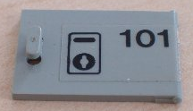 Lego Container, Cupboard 2 x 3 x 2 Door with '101' and Keyhole Pattern (Sticker) - Set 6597 / Light Gray