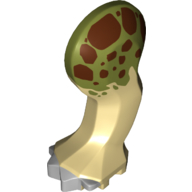 Lego Animal Body Part, Dinosaur, Triceratops Leg, Left, Front, with Pin, Light Bluish Gray Nails and Reddish Brown and Olive Green Print / Tan