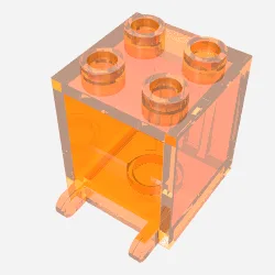 Box 2 x 2 x 2 [Hollow Studs] / Trans-Neon Orange