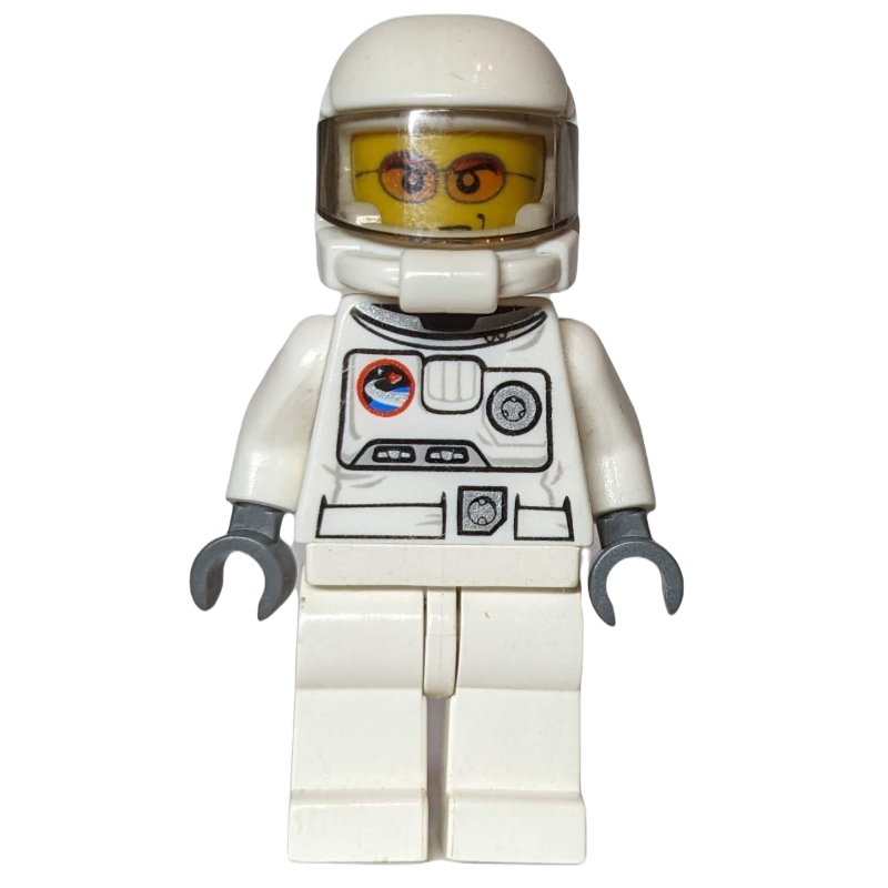 Lego Astronaut, White, Space Helmet with Trans-Brown Visor, Orange Sunglasses (3626c Head)