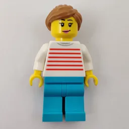 Woman, Red and White Striped Sweater, Medium Azure Legs, Medium Nougat Hair
