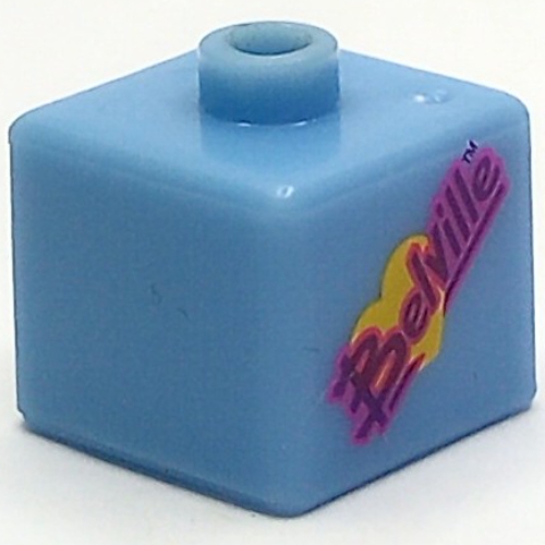 Lego Pen Bead, Square with Belville Logo Print / Light Blue
