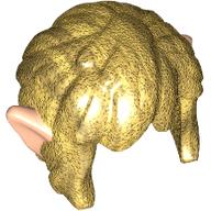 Lego Hair Mid-Length, Wavy with Light Nougat Ears Pattern / Pearl Gold