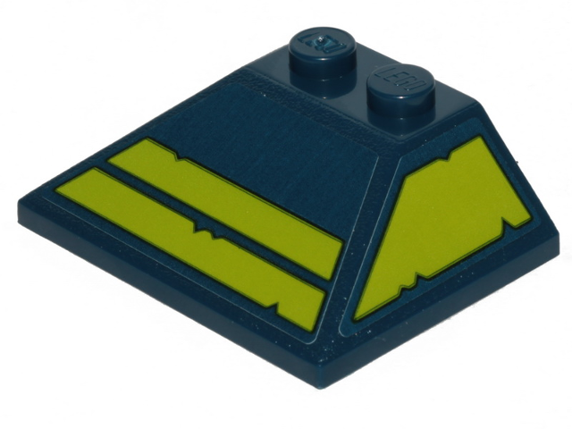 Lego Slope 45 3 x 4 Double / 33 with Worn Lime Stripes on Front and Trapezoid on Left Side Pattern (Stickers) - Set 70839