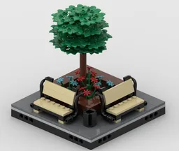 Park bench with tree