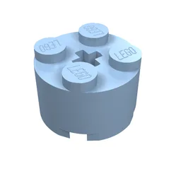 Brick Round 2 x 2 with Axle Hole / Bright Light Blue