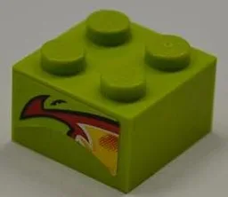Brick 2 x 2 with Red and Yellow Flame Pattern on Both Sides (Stickers) - Set 8199