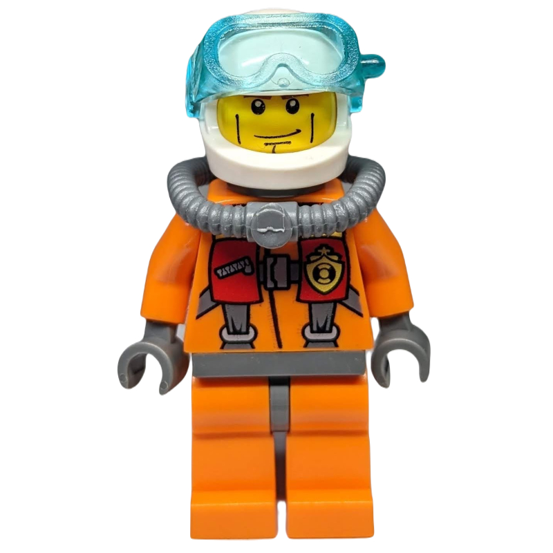 Lego Coast Guard Diver, Orange, White Helmet, Airtank, Mask