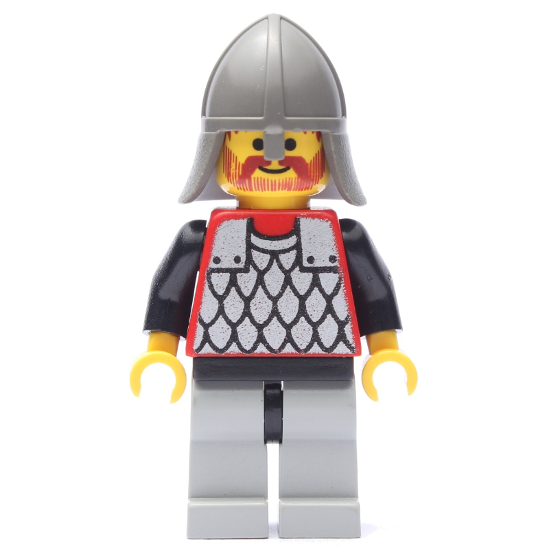Lego Knight (Scale Mail on Red) - Black Arms, Light Gray Legs, Dark Gray Neck-Protector
