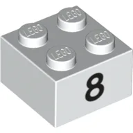 Brick 2 x 2 with Black "8" Print