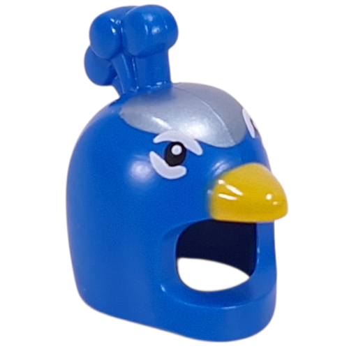 Lego Costume / Mask, Peacock with Yellow Beak, White Eyes, Metal Blue Top print / Blue