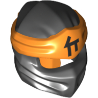 Lego Wrap with Long Back Knot, Orange Band Pattern with Black Asian Symbol print