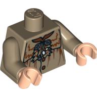 Lego Torso Smock Top with Leaves Print (Professor Sprout), Dark Tan Arms, Light Nougat Hands / Dark Tan