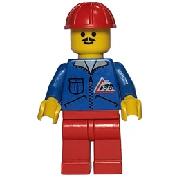 Blue Torso, Red Legs, Red Safety Helmet