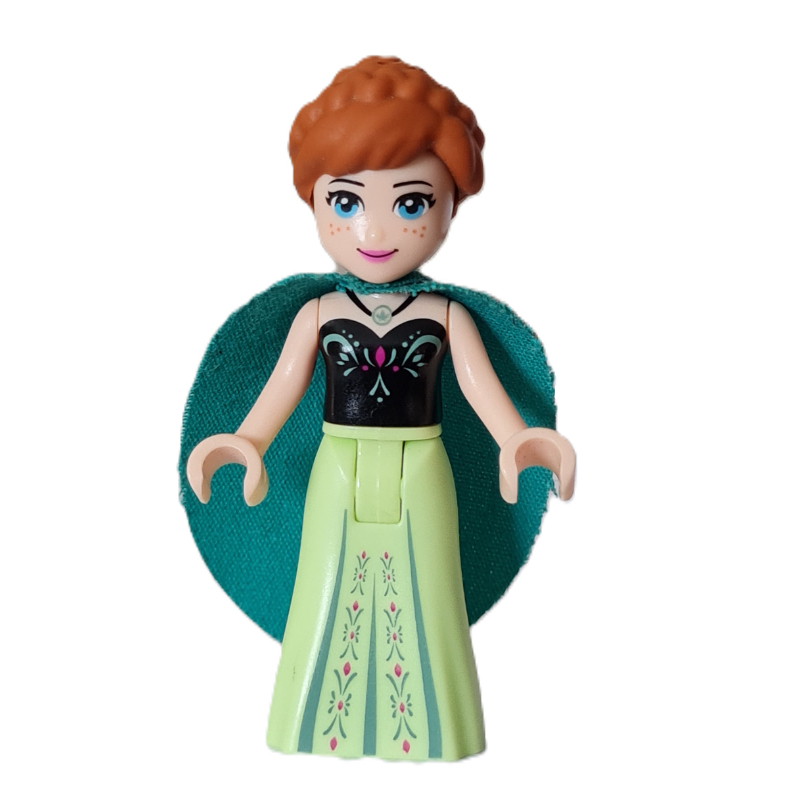Lego Anna - Black Vest, Yellowish Green Dress, Dark Turquoise Cape