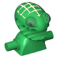 Lego Minifig Head Special, Frenzy with Lime Eyes and Open Jagged Mouth, Torso Extension with Handles / Green