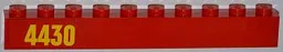 Brick 1 x 10 with Yellow '4430' Pattern Left (Sticker) - Set 4430
