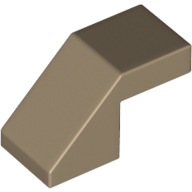 Lego Brick Sloped 45° 2 x 1 with 2/3 Inverted Cutout and no stud / Dark Tan