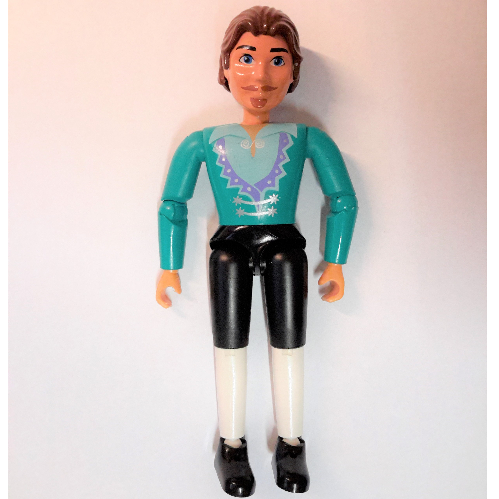 Lego Belville Figure Articulated Elbows, Male, Brown Hair, Dark Turquoise Shirt with Light Purple Pointed Collar Print (King Belville) / Dark Turquoise