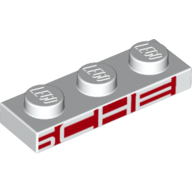 Lego Plate 1 x 3 with White "SCHE" on Red Background print